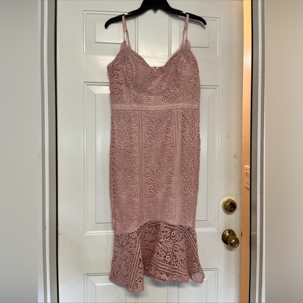 Guess Blush Lace Midi Dress